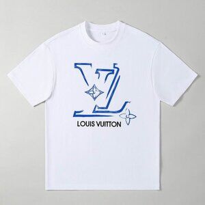 Premium LV Artistic Print T-shirt - Modern White Luxury Apparel